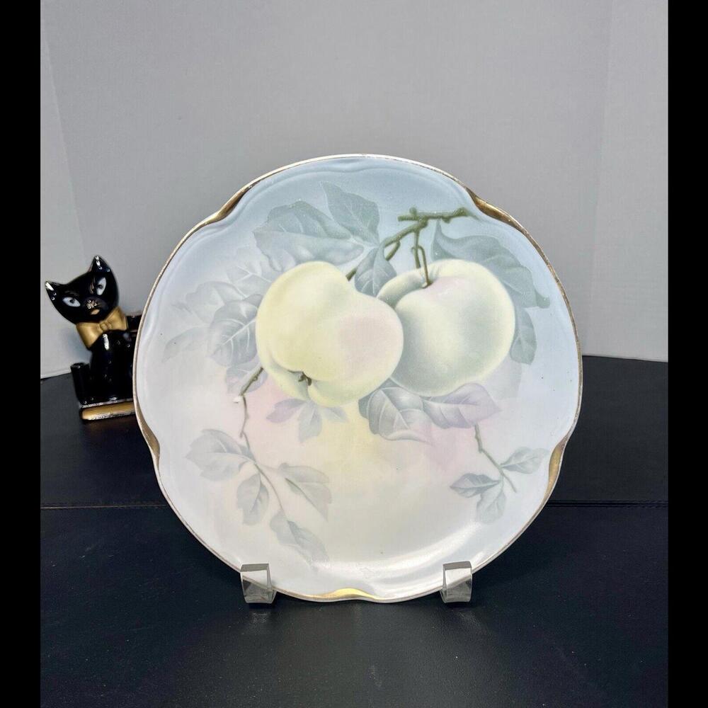 J & C Bavaria Antique 1898-1923 Louise Pearl Blue Two Apples Cabinet Plate 8.5”